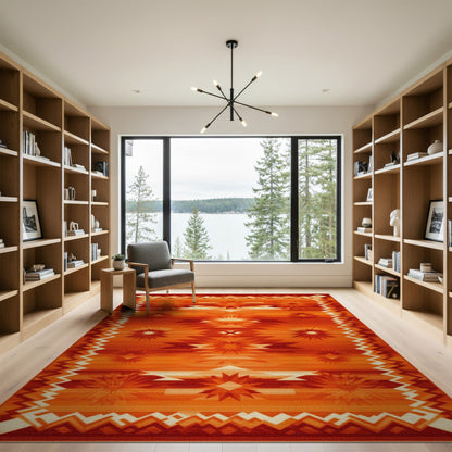 Southwestern Orange Southwestern Starburst Area Rug