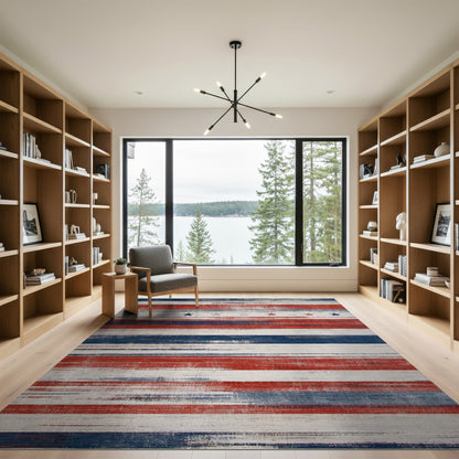 Distressed American Flag Washable Area Rug