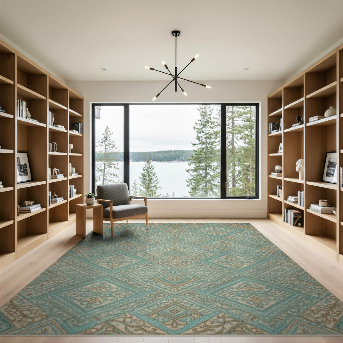 Diamond Geometric Modern Teal Geometric Diamond Area Rug