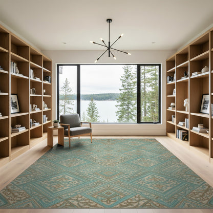 Diamond Geometric Modern Teal Geometric Diamond Area Rug