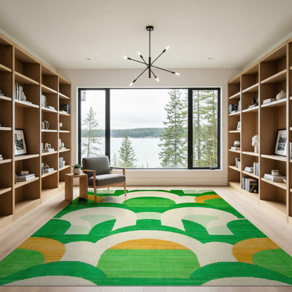 Green Geometric Arch Area Rug