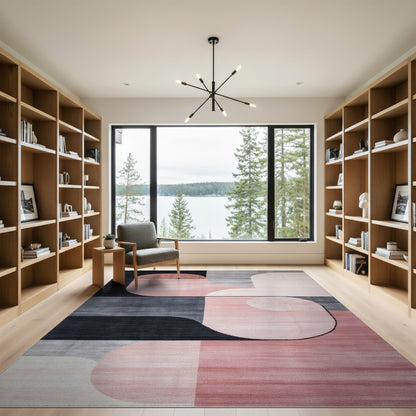 Modern Pink Geometric Area Rug