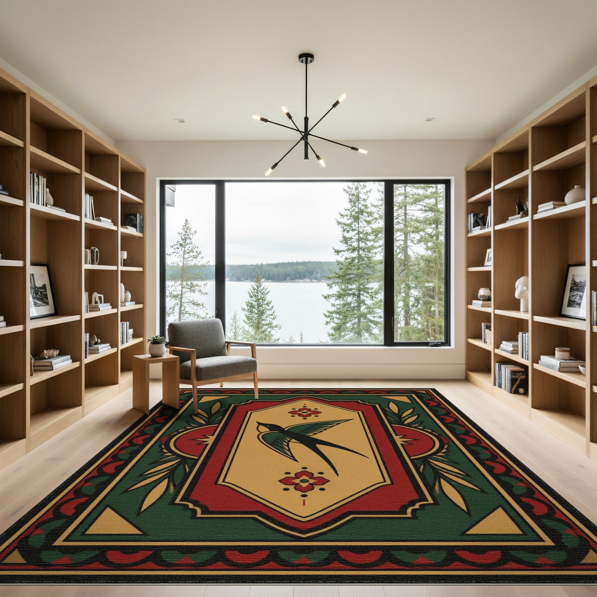 Flying Swallow Bird Area Rug