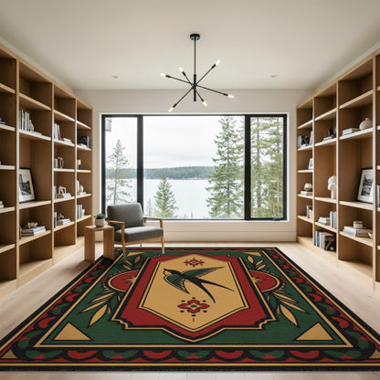 Flying Swallow Bird Area Rug