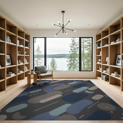Abstract Area Blue Teal Abstract Geometric Area Rug