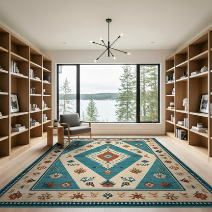 Heritage Tribal Teal Diamond Area Rug