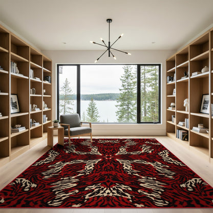 Abstract Area Bold Red Abstract Area Rug