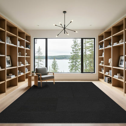 Black Geometric Arch Geometric Modern Area Rug