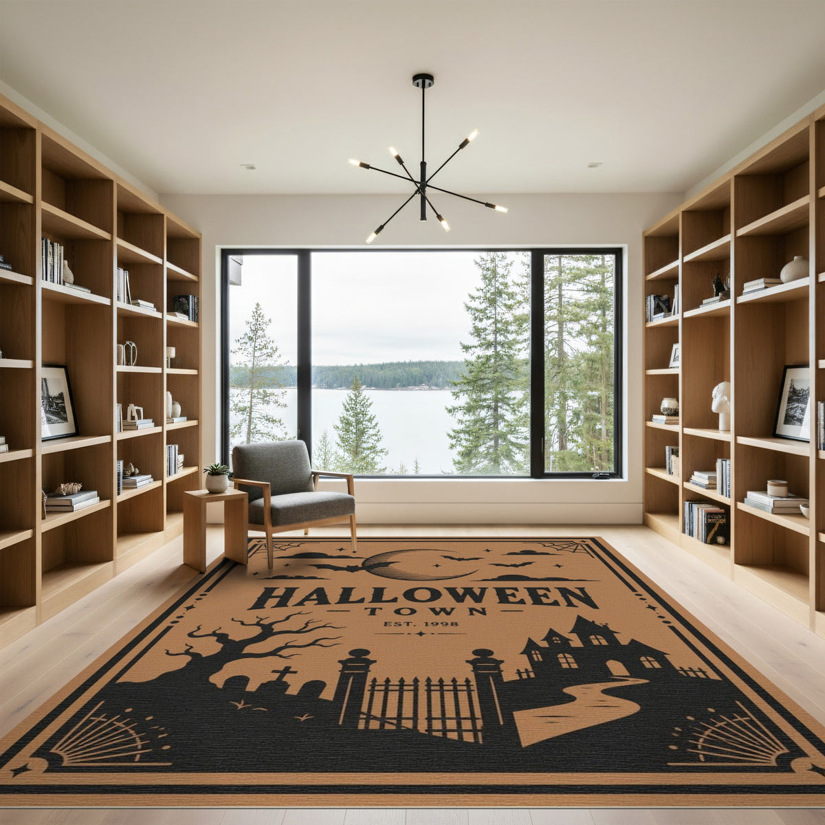 Halloween Town Silhouette Area Rug