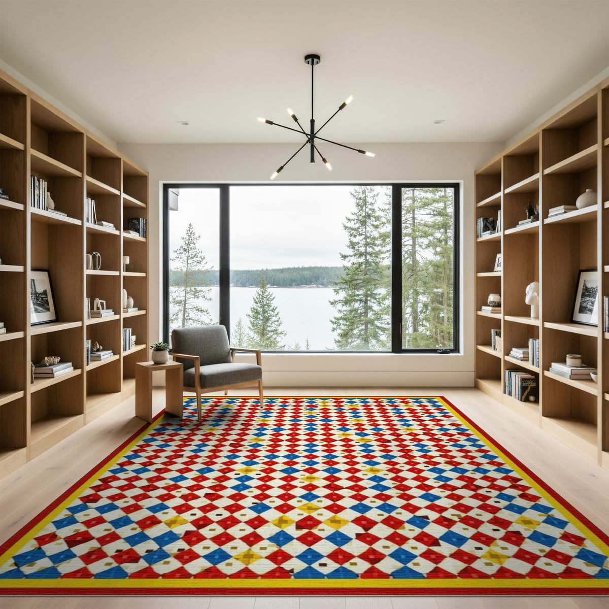 Vibrant Multi-Color Diamond Geometric Area Rug