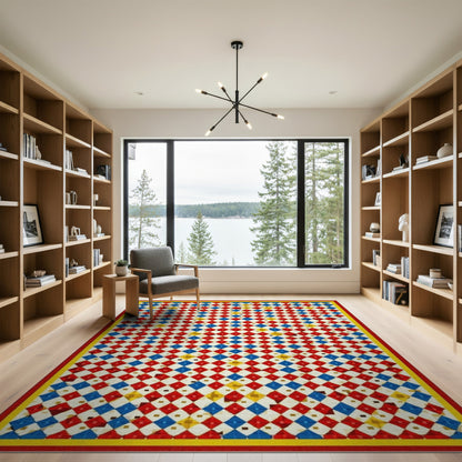 Vibrant Multi-Color Diamond Geometric Area Rug