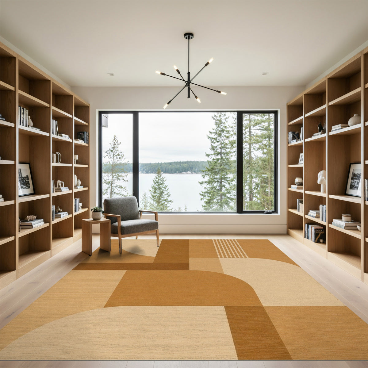 Geometric Modern Brown and Tan Geometric Brown Tan Area Rug