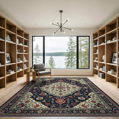 Navy Blue Traditional Persian No. 8 Area Rug
