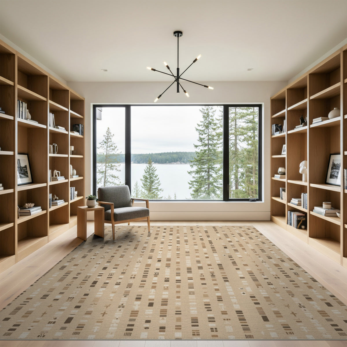 Beige and Neutral Beige Geometric Motif Area Rug