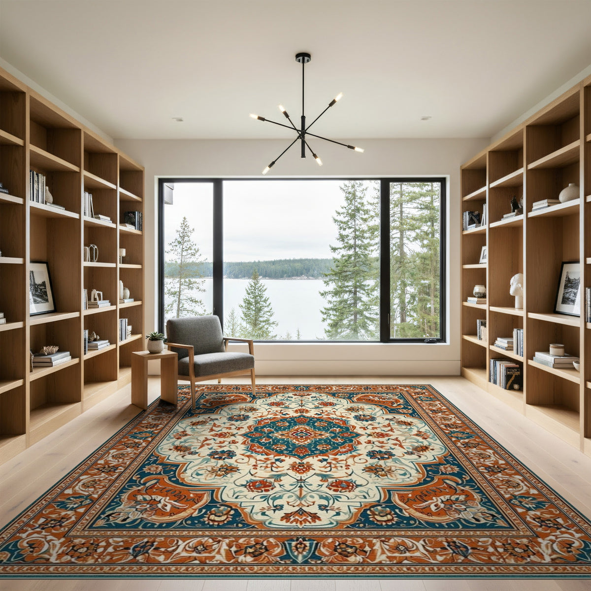 Floral Blue Teal Persian Floral Area Rug