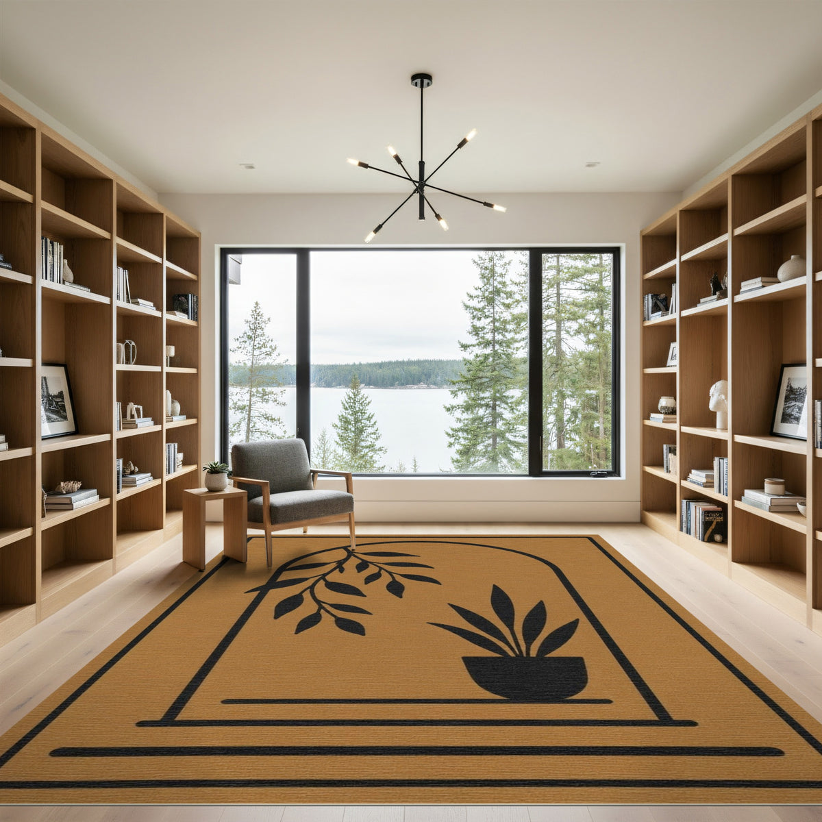 Boho Arch Botanical Brown Area Rug