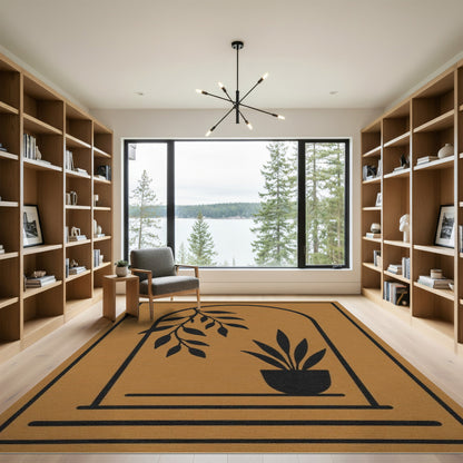 Boho Arch Botanical Brown Area Rug