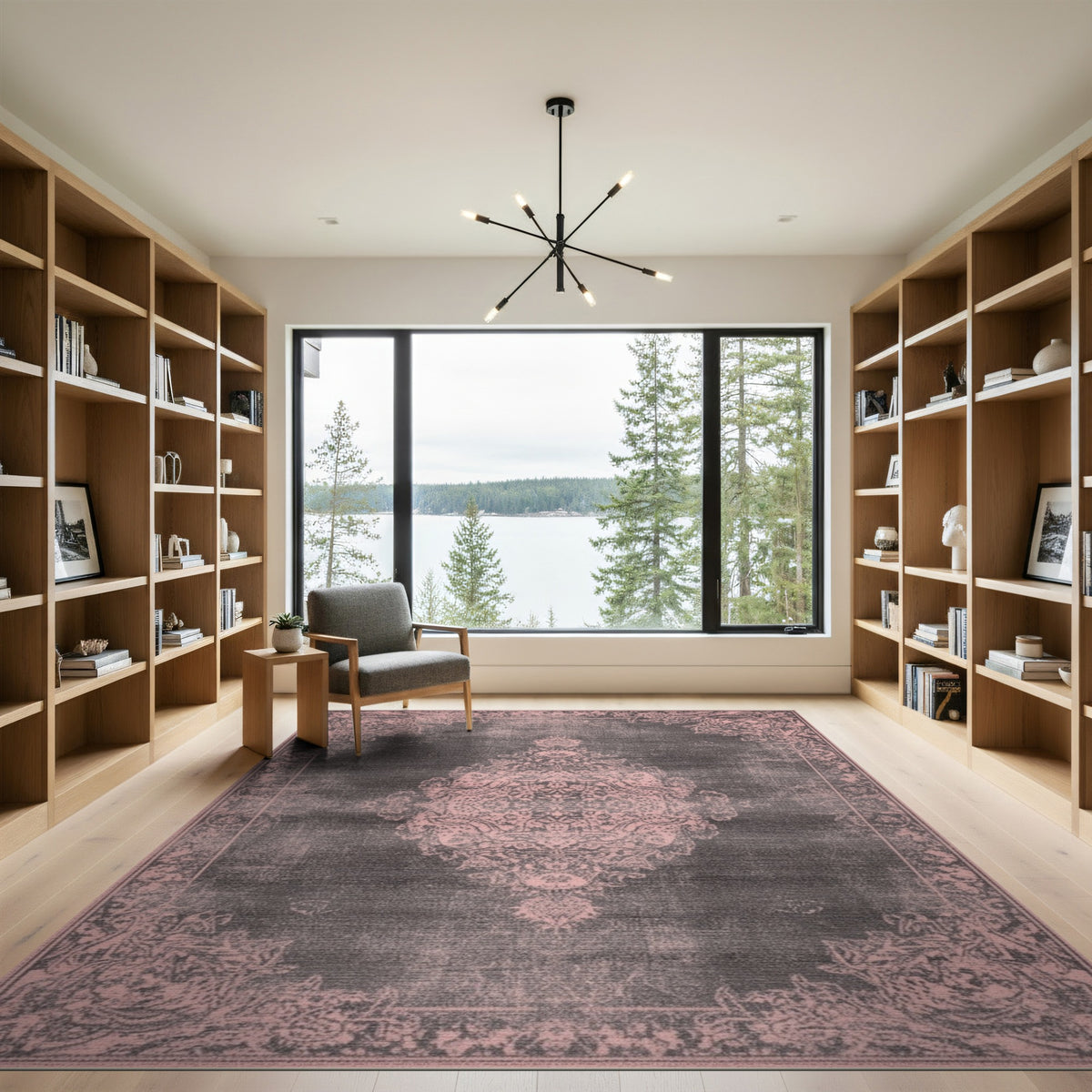 Pink Distressed Vintage Medallion Area Rug