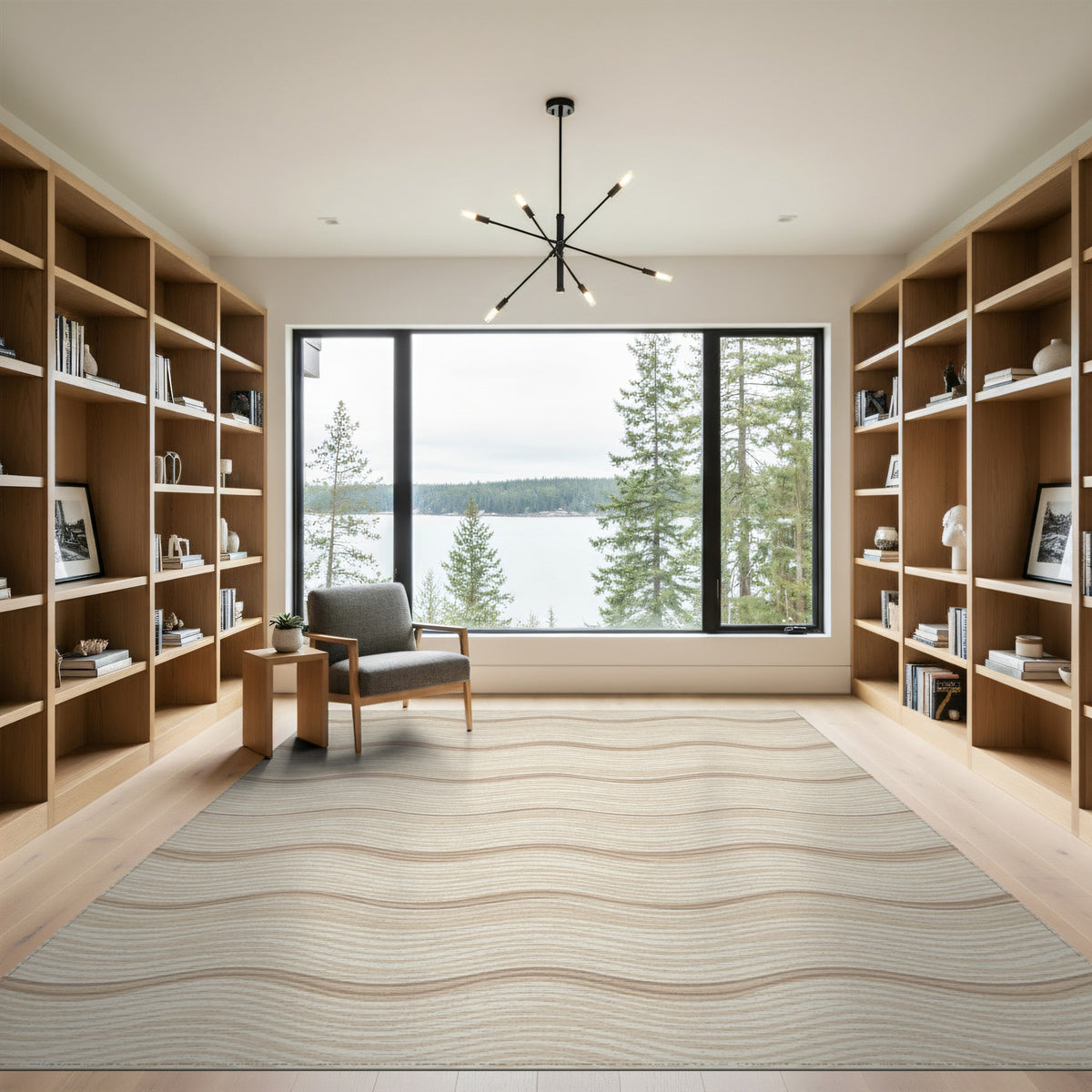 Beige Wavy Abstract No. 18 Area Rug
