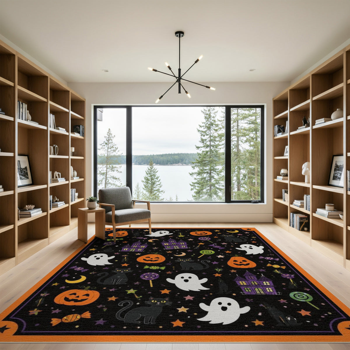 Halloween Ghosts and Pumpkins Kids Area Rug