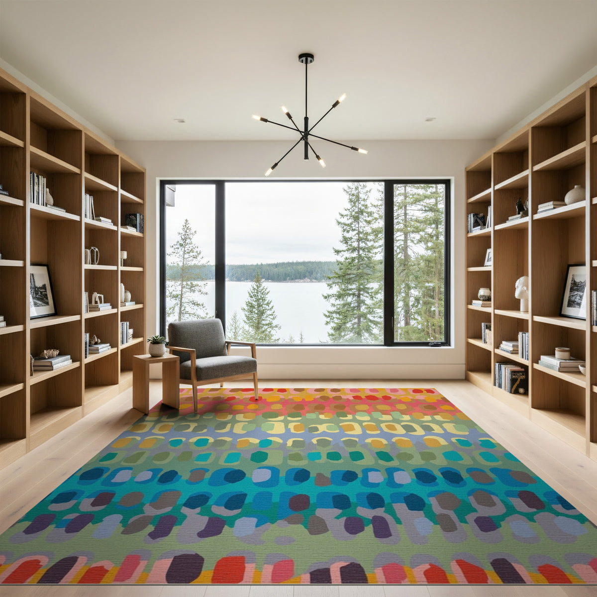 Multi-Color Abstract Oval Area Rug