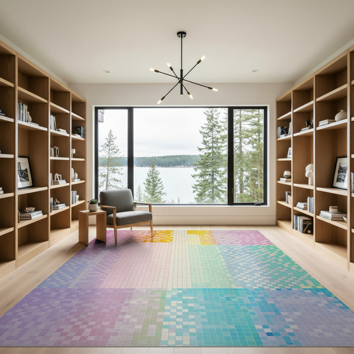 Pastel Pixel Geometric Washable Area Rug