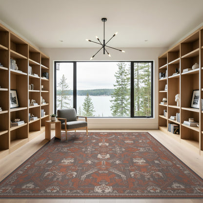 Orange Tribal Geometric Area Rug