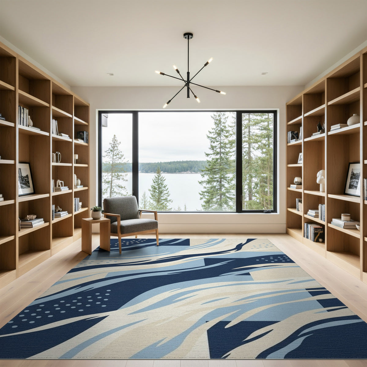 Wave Blue Abstract Wave Area Rug