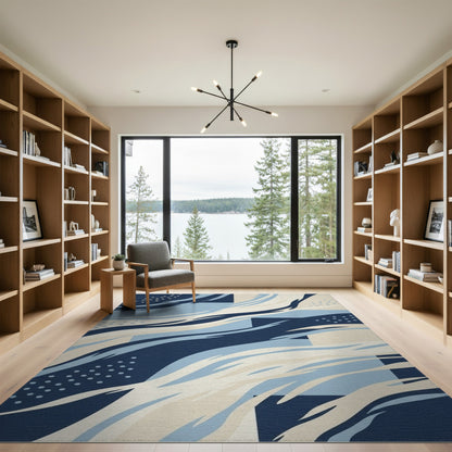 Wave Blue Abstract Wave Area Rug