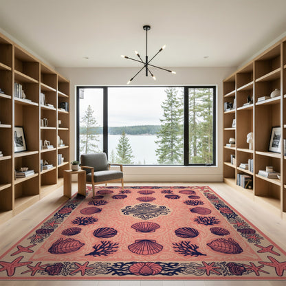 Seashell Pink Seashell Coastal Area Rug
