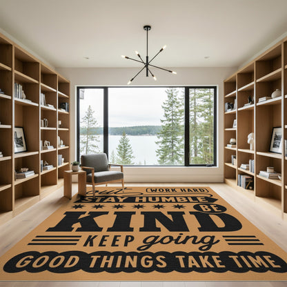 Motivational Quotes Brown Area Rug