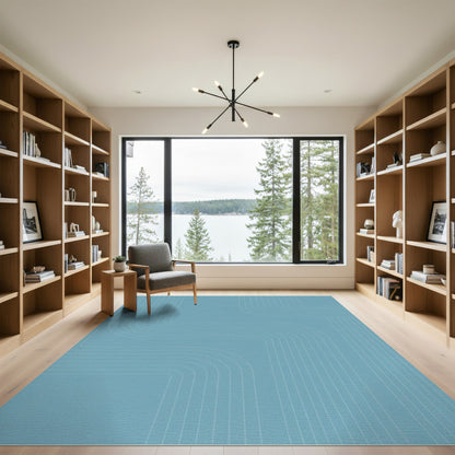 Blue Teal Geometric Lines Area Rug