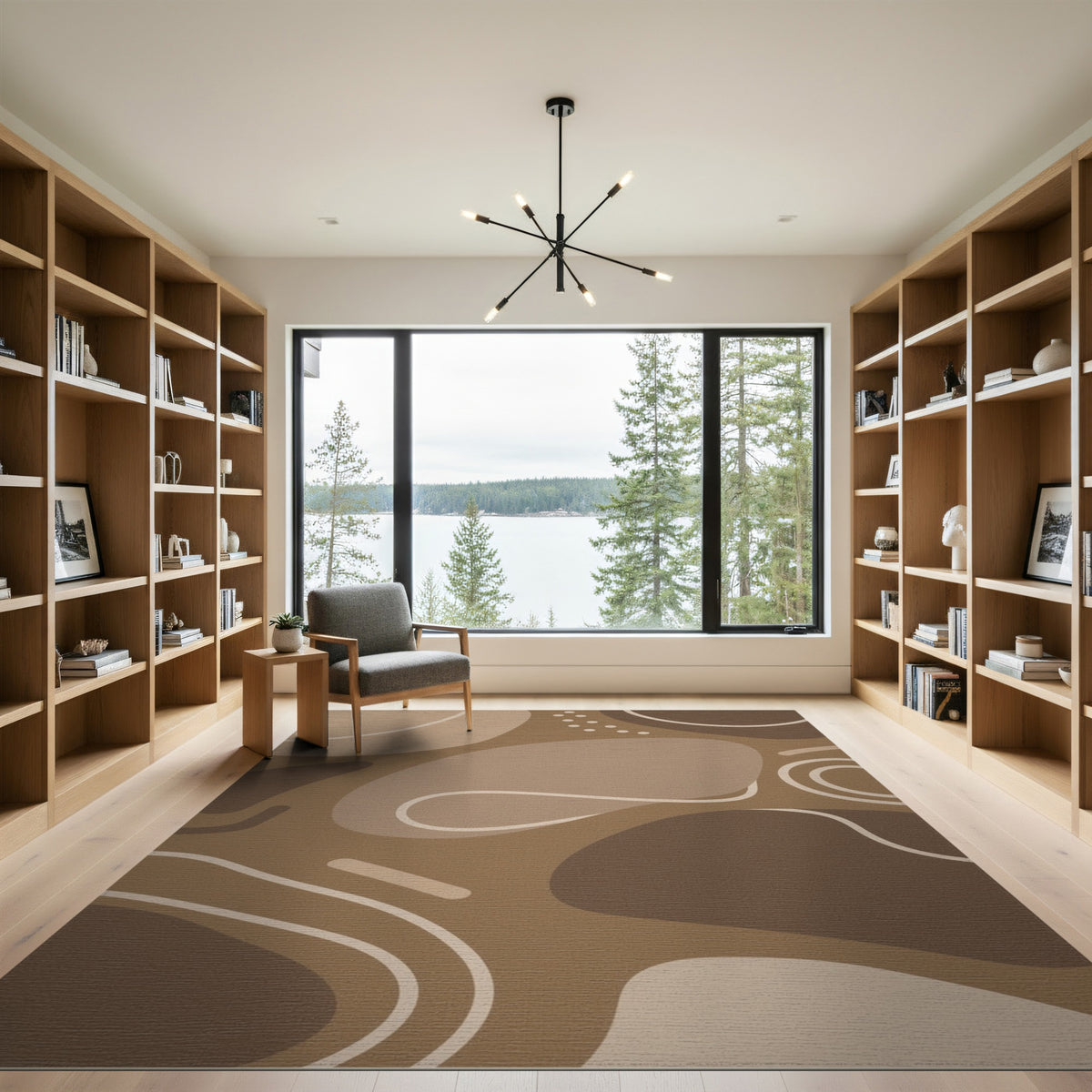 Organic Abstract Brown Area Rug