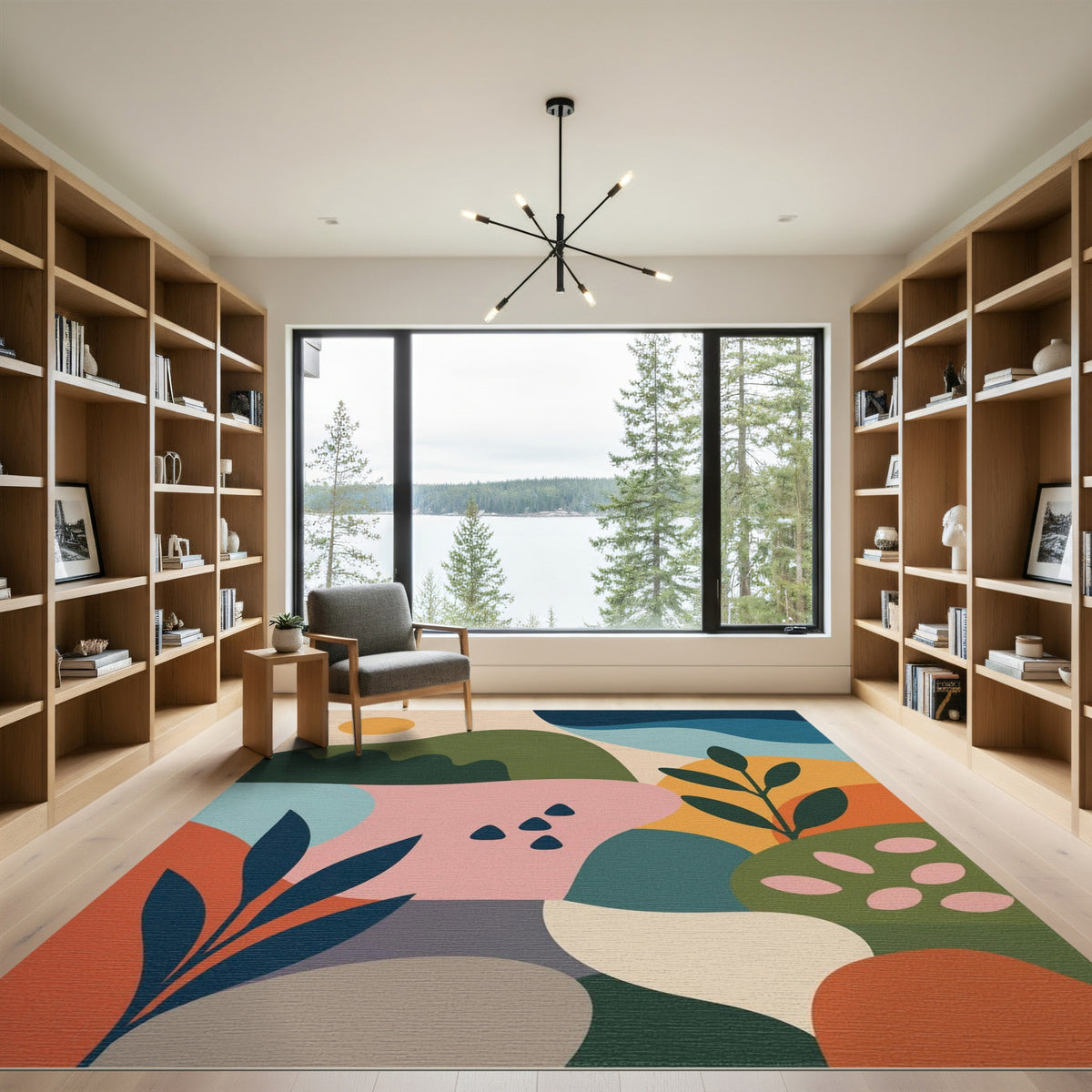 Abstract Botanical Multi-Color Area Rug