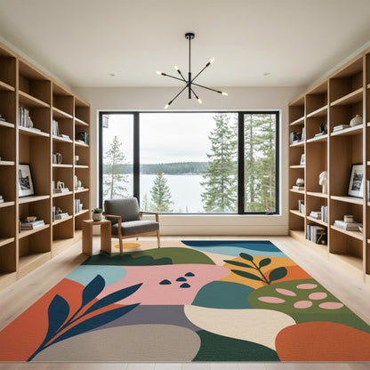 Abstract Botanical Multi-Color Area Rug