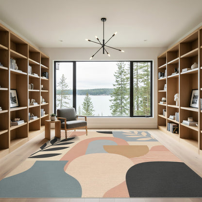 Beige Abstract Arch Area Rug