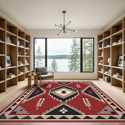 Red Southwestern Geometric Area Rug