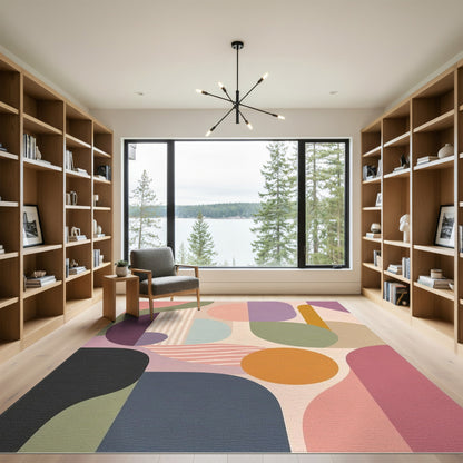Vivid Geometric Abstract Area Rug