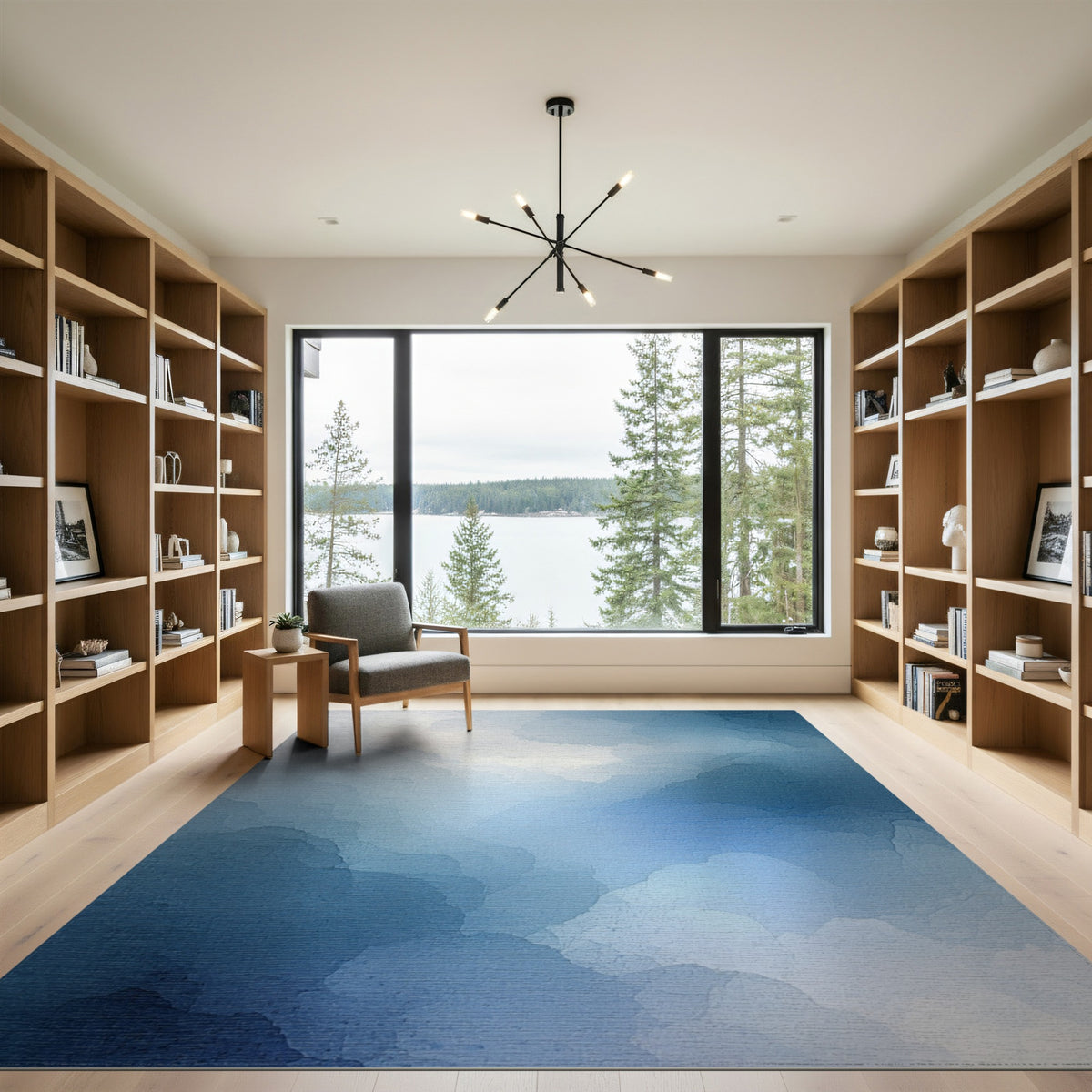 Ethereal Blue Cloud Abstract Area Rug