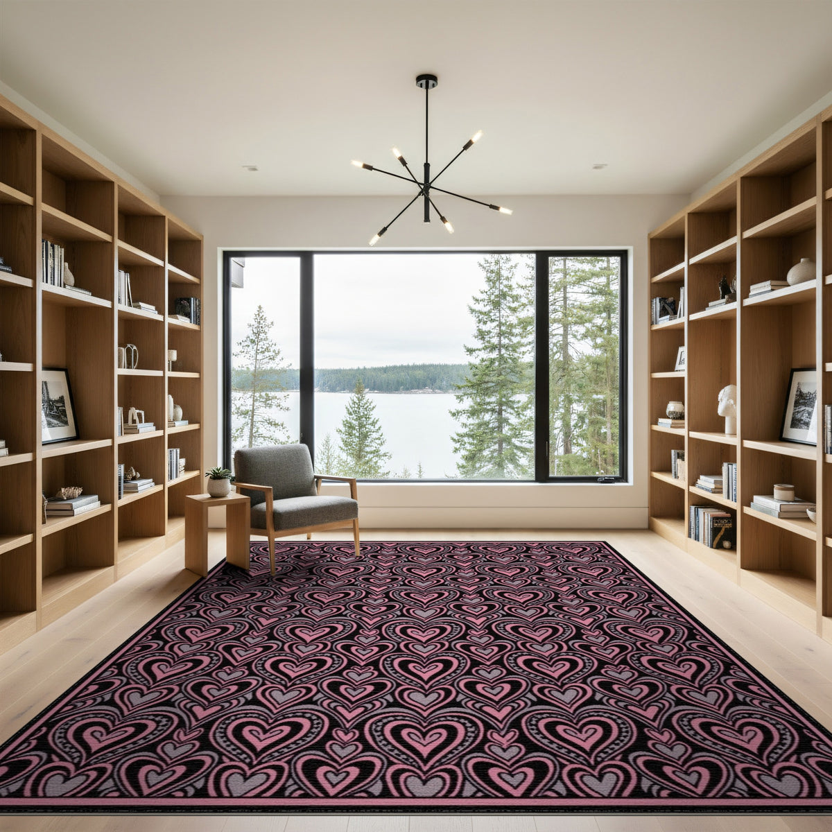 Pink Heart Boho Chic Area Rug