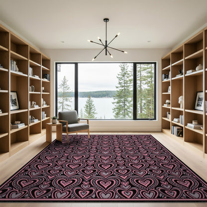 Pink Heart Boho Chic Area Rug