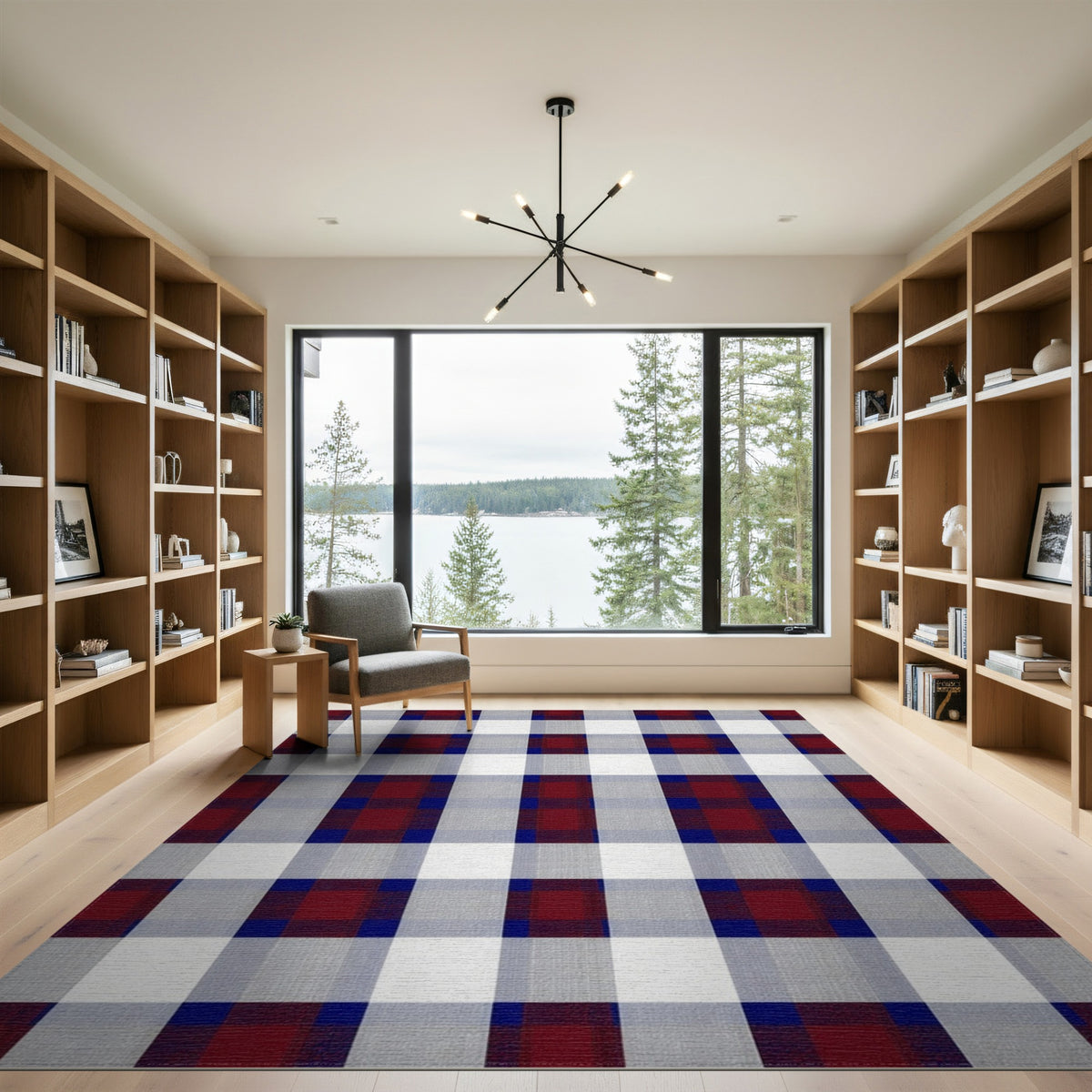 Red Blue Buffalo Check Area Rug