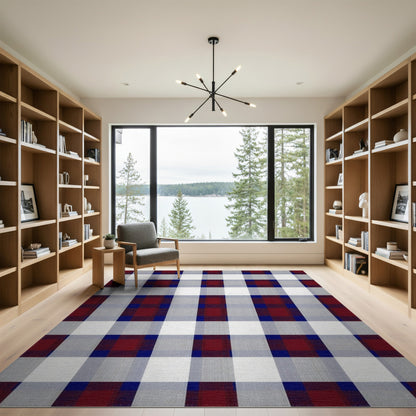 Red Blue Buffalo Check Area Rug