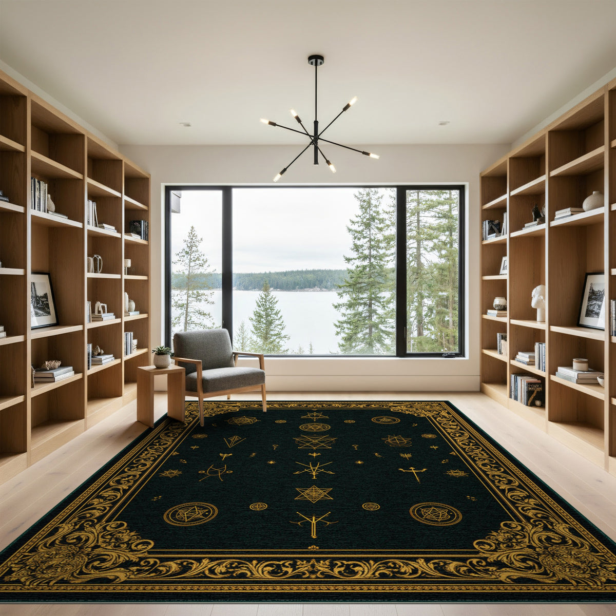 Mystical Gold Symbols Area Rug