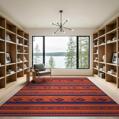 Orange Heritage Tribal Stripe Area Rug