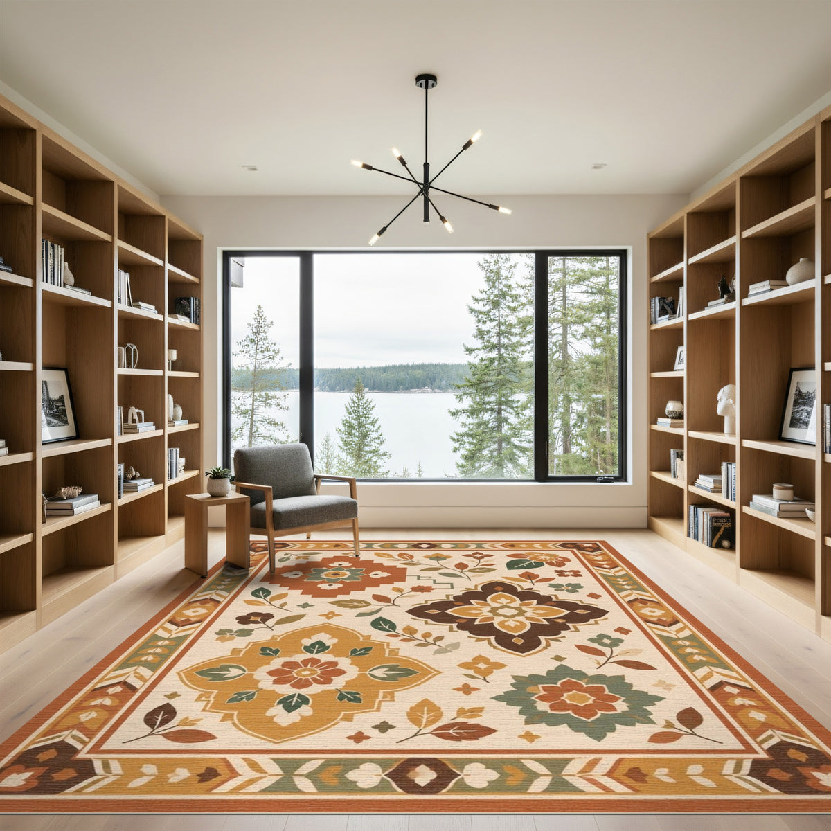 Earthy Floral Medallion Area Rug