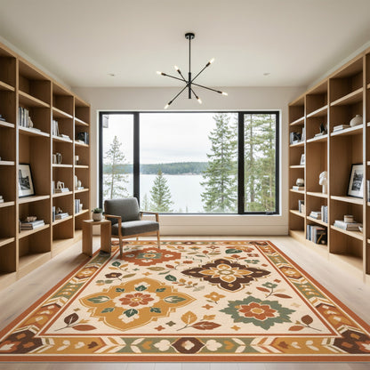 Earthy Floral Medallion Area Rug
