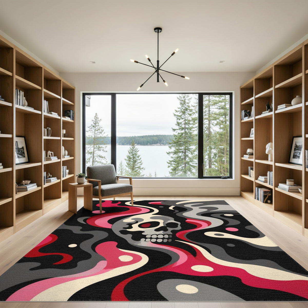 Skull Smoke Swirl Area Rug