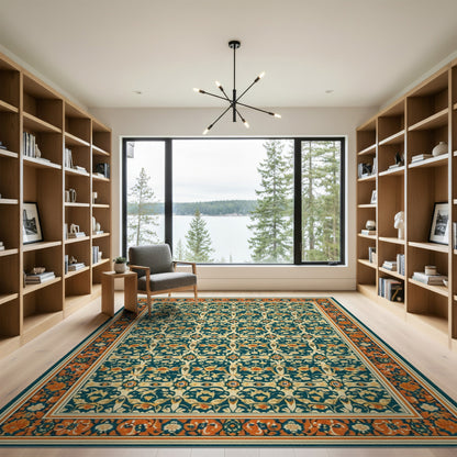 Blue Teal Floral Vintage No. 47 Area Rug