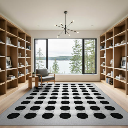 Geometric Modern Circle Black White Geometric Circle Area Rug